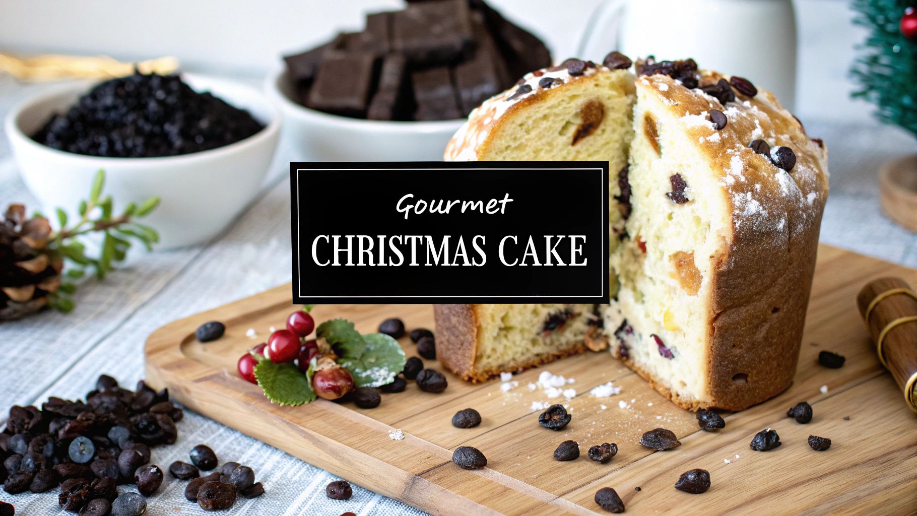 Italian Cream-Filled Panettone with Dark Chocolate & Marron Glacés – Gourmet Christmas Cake