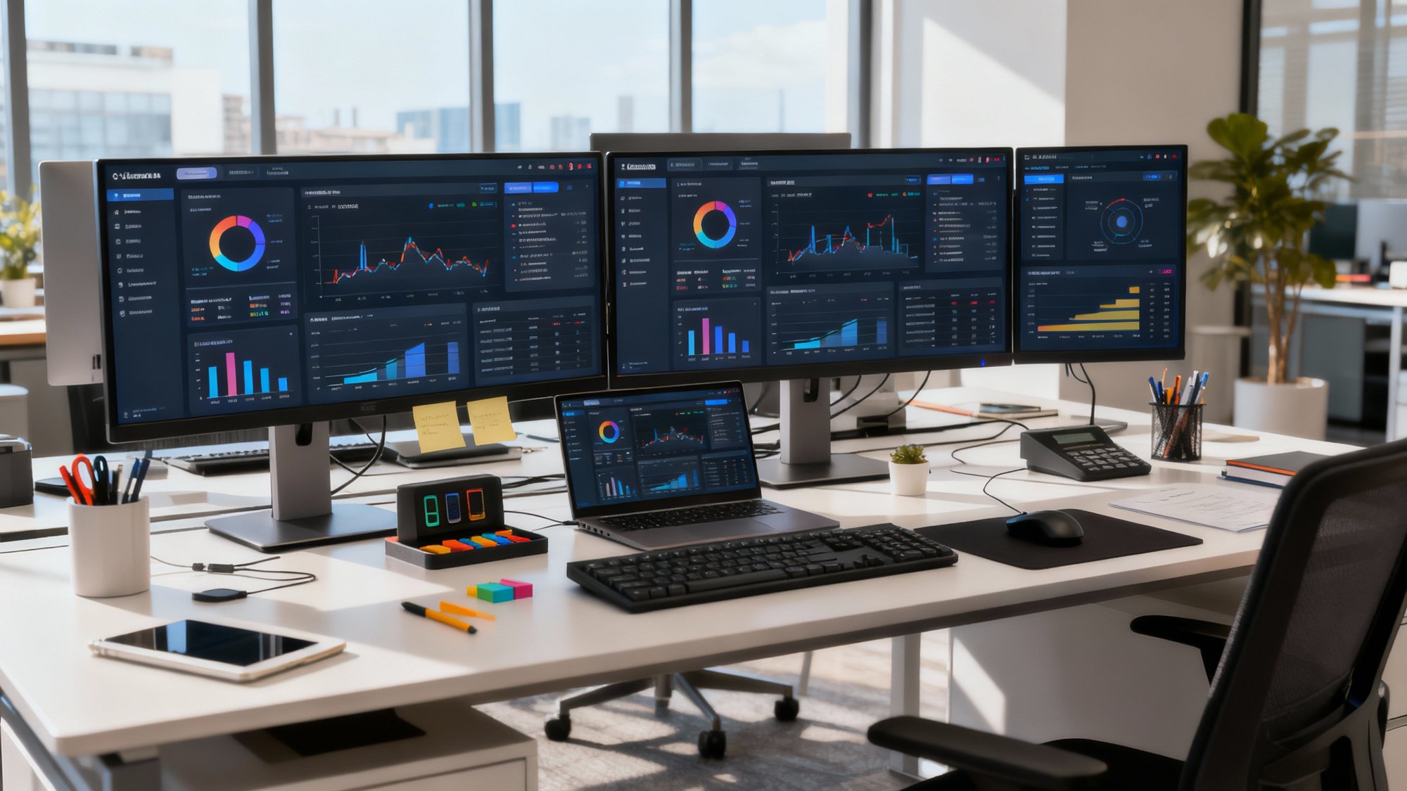 Modern support workspace with integrated collaboration tools and unified dashboard