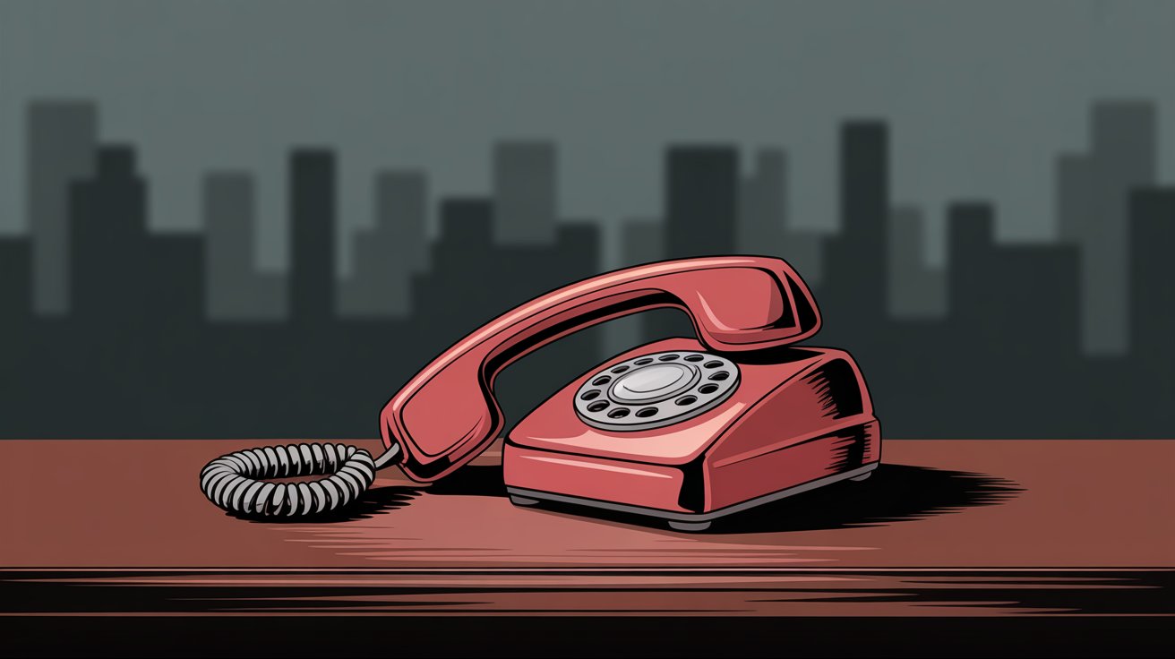 Red emergency telephone representing urgent issue immediate handoff to human agents