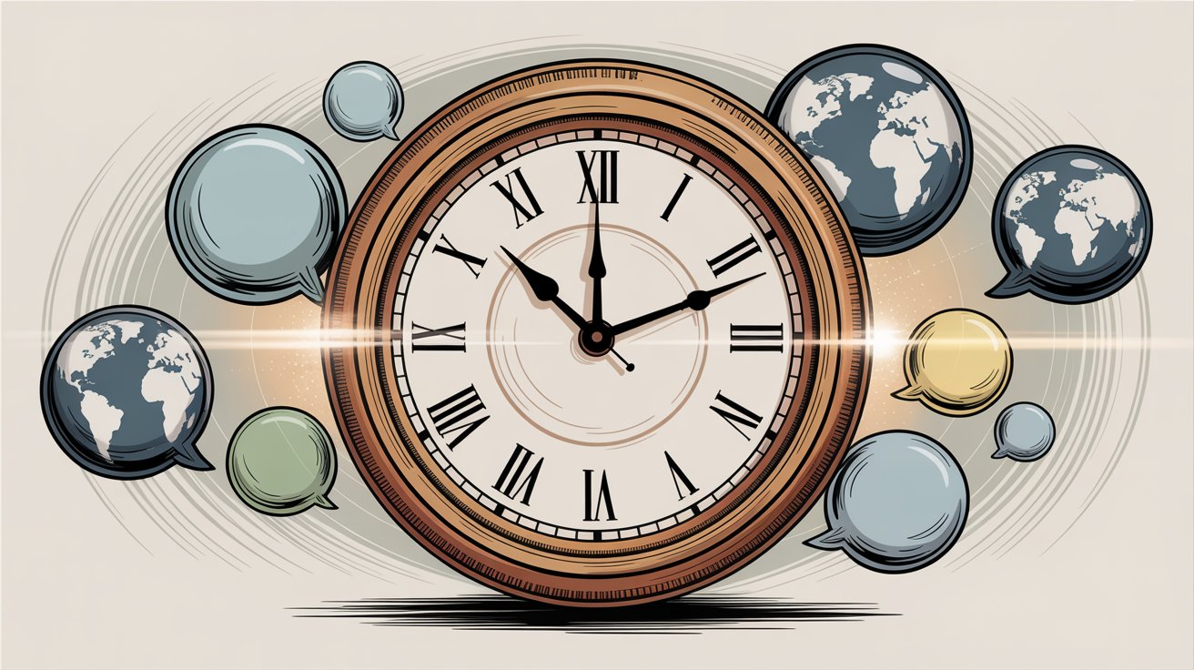 24/7 customer service represented by clock with chat bubbles and global availability