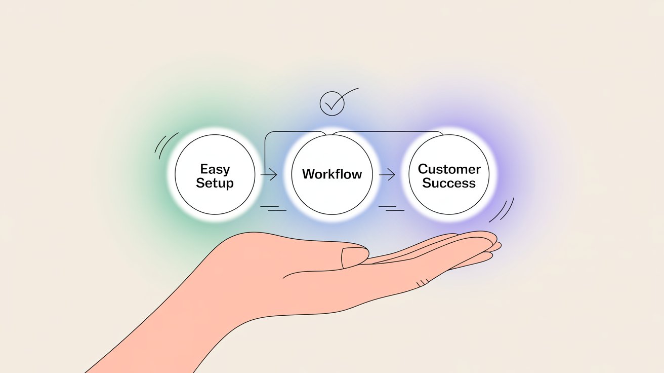 Simple workflow showing easy setup process and seamless customer onboarding for live chat implementation