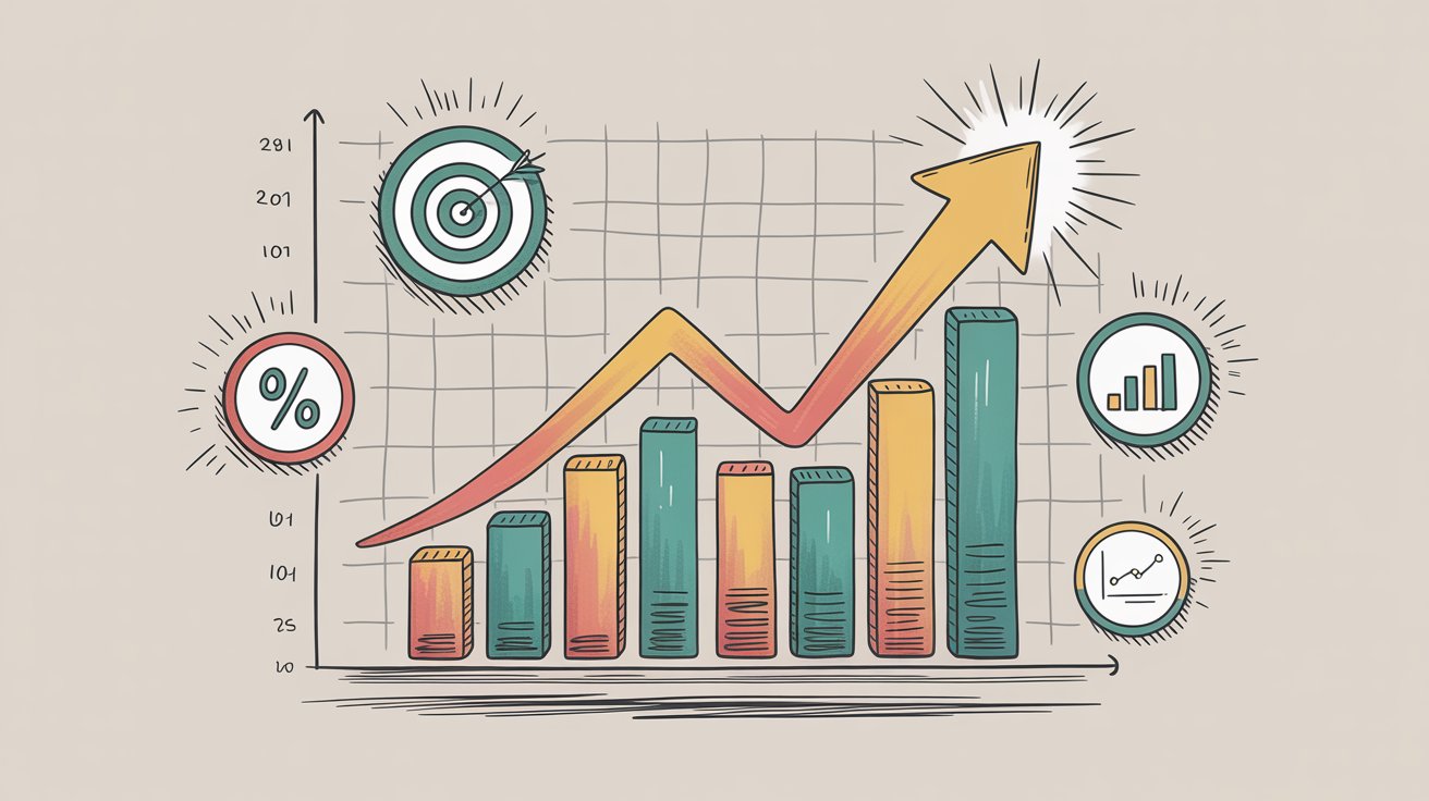 Analytics dashboard showing success metrics with upward trends and positive performance indicators
