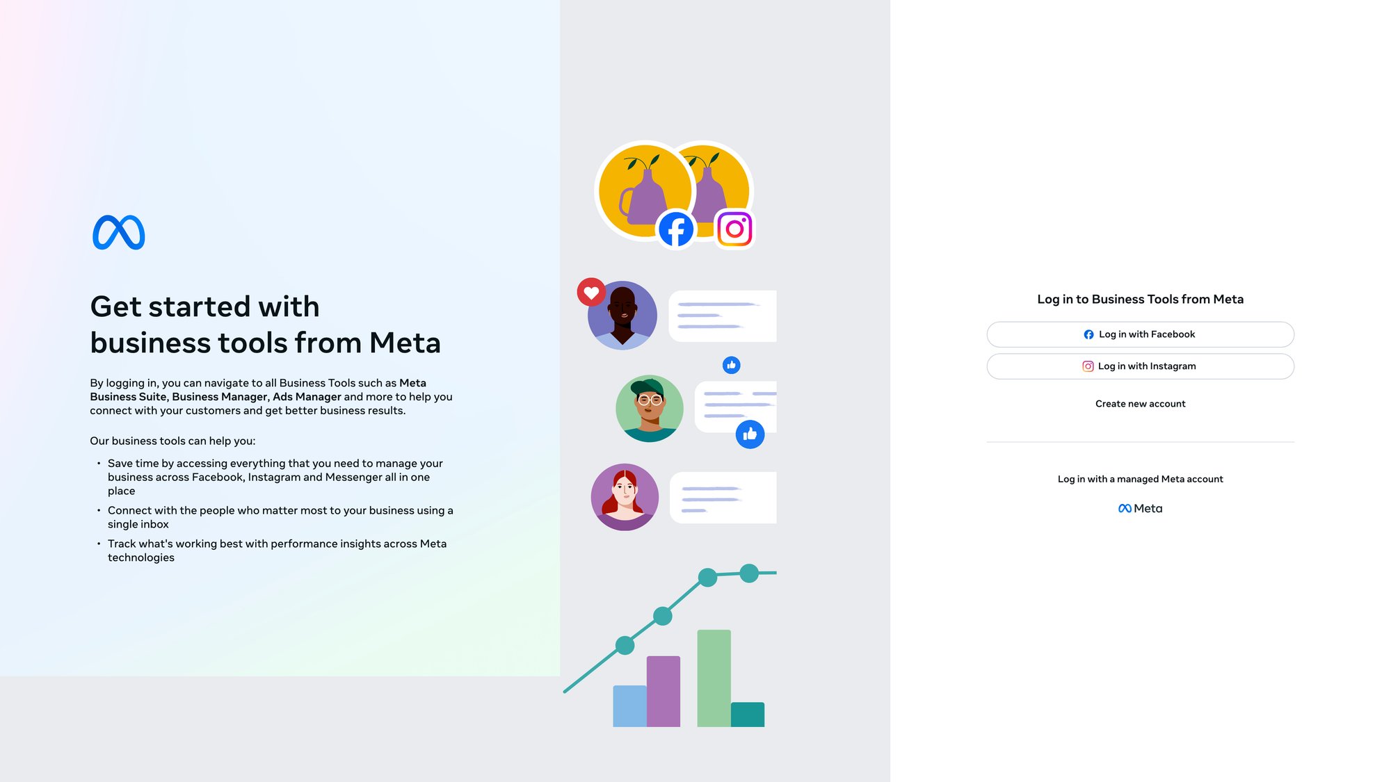 Meta Business Manager homepage showing the entry point for WhatsApp Business API setup and developer tools