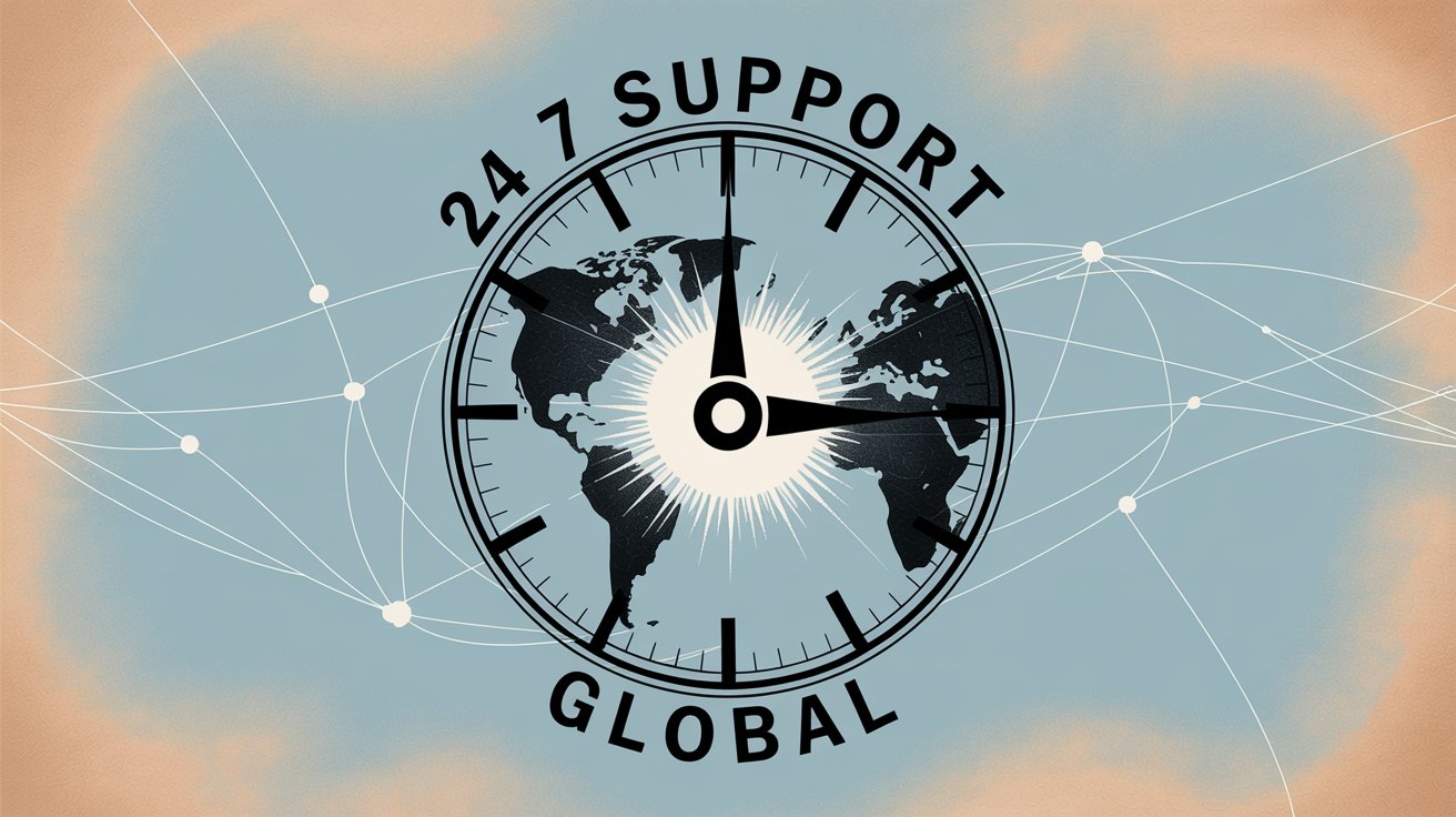 24/7 support availability showing round-the-clock global customer service