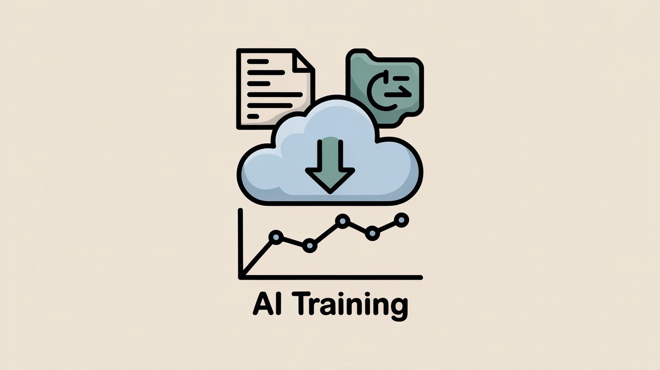 Simplified AI training process showing document upload to cloud system with performance analytics