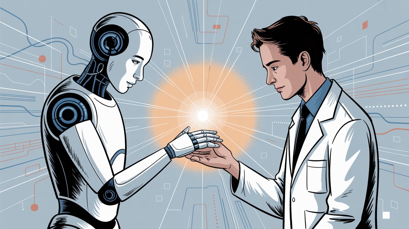 AI and human team members collaborating together in partnership for customer service excellence