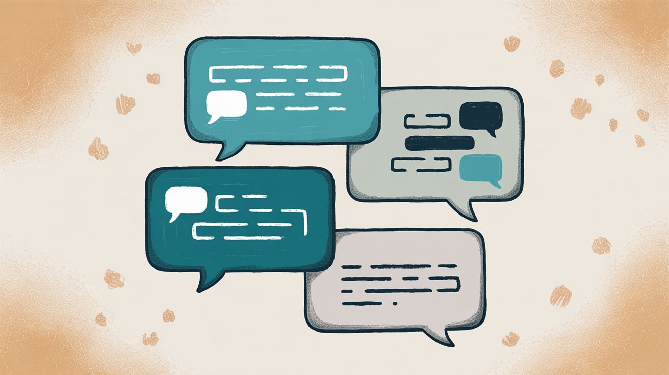 Slack threading organization visual showing organized conversation threads with emoji status indicators