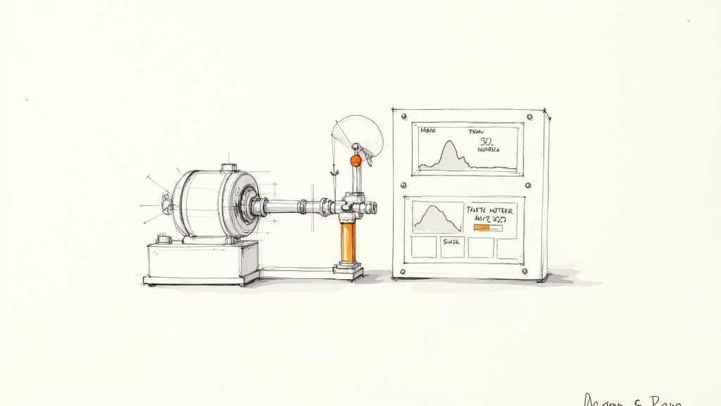 A technician using a torque sensor on an industrial electric motor.