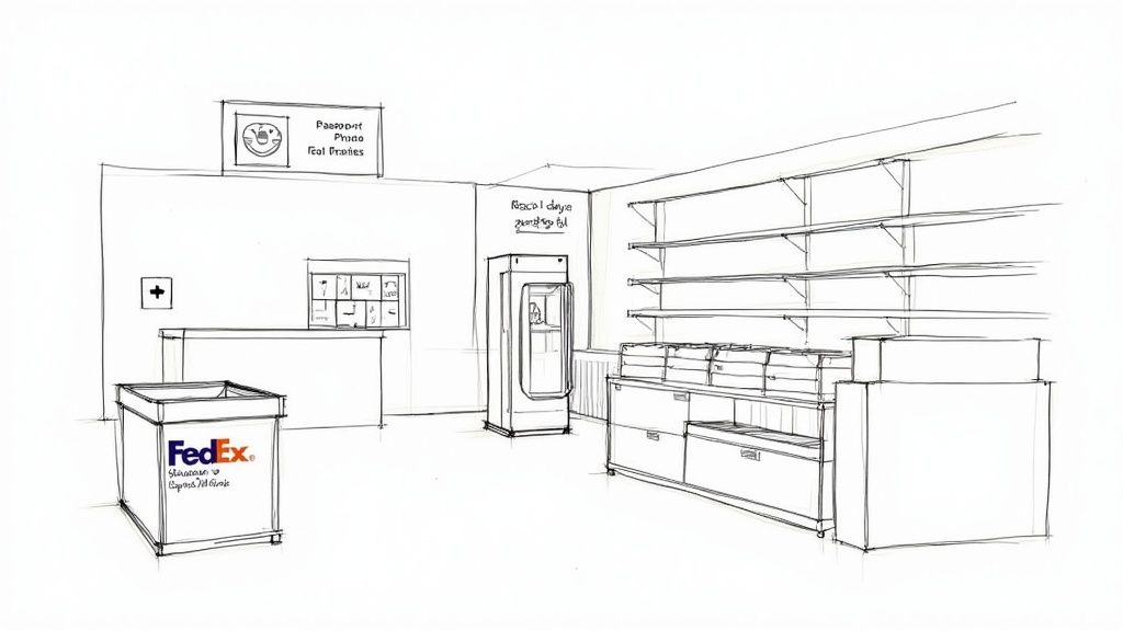 A close-up of custom photo gifts like mugs and canvases available at a Walgreens Photo Center.