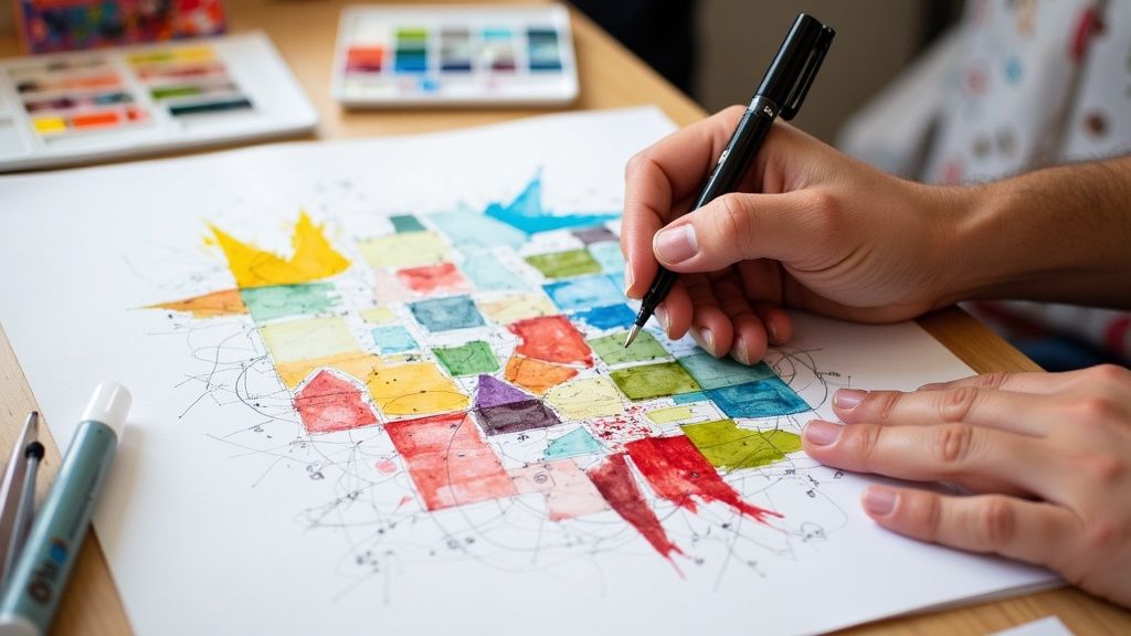 Colorful quilting cotton fabrics neatly folded and stacked