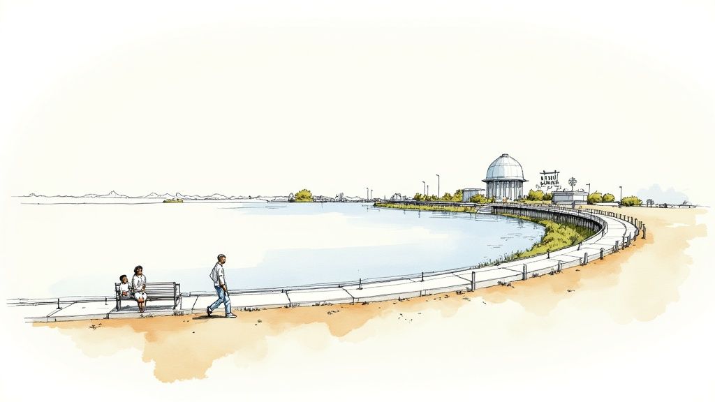 A bustling street in Jenks, Oklahoma, showcasing its charming storefronts and community feel.