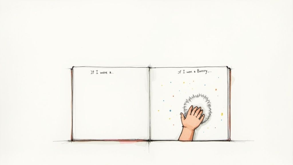 A child's hands touching the textured page of an 'If I Were a Jellycat' book
