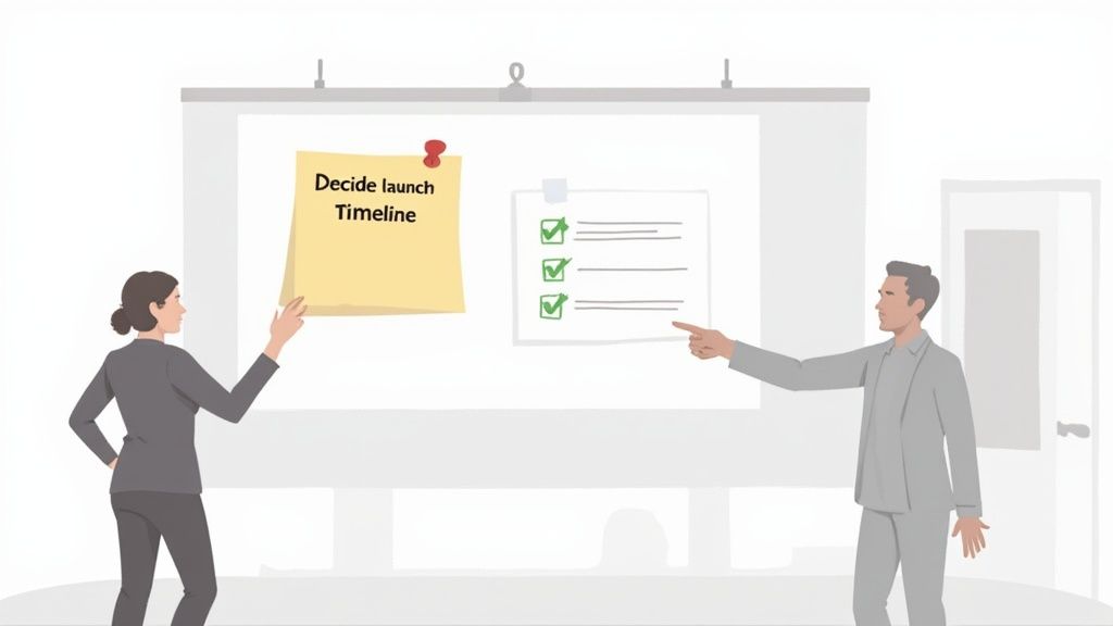 Team meeting objectives with Freeform Room backdrop