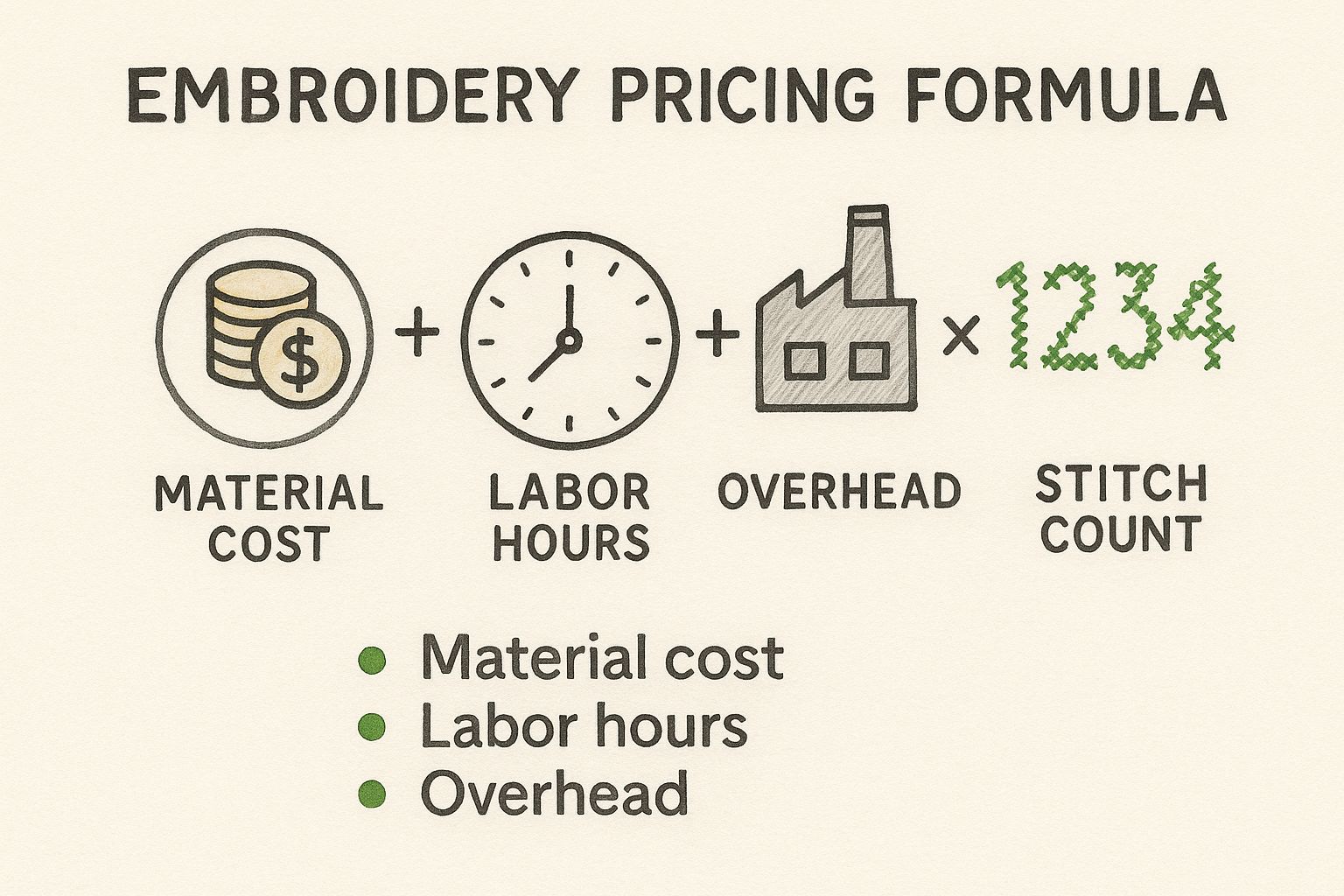 Infographic about how to price embroidery