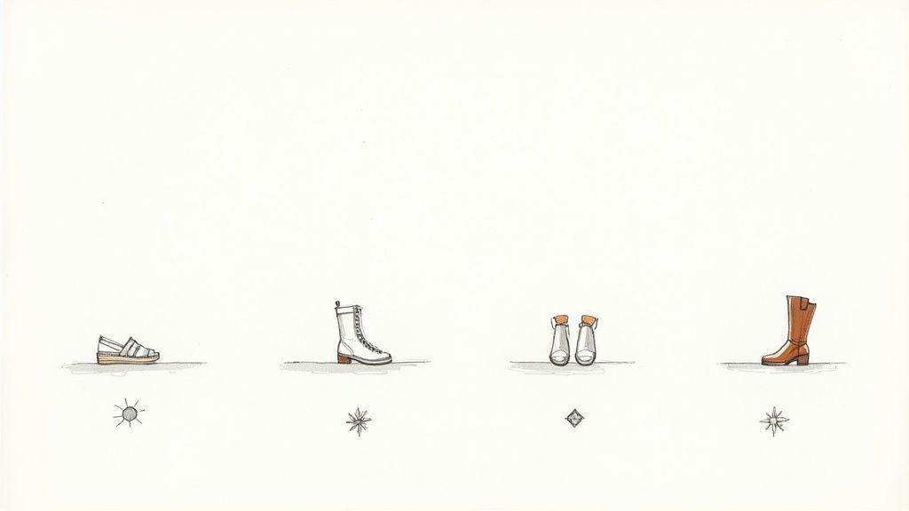 A woman wearing a stylish maxi dress and comfortable yet chic shoes.