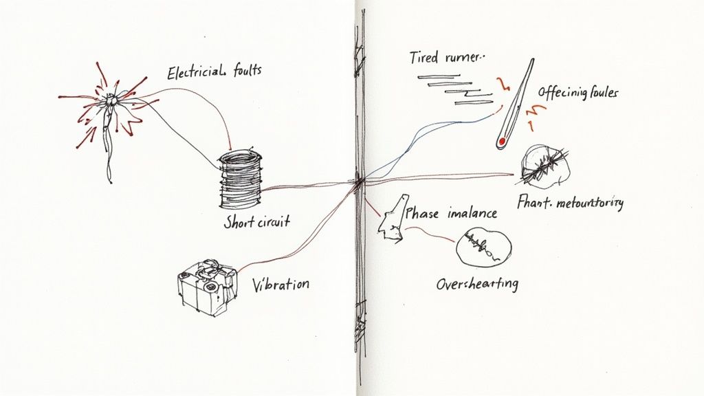 An industrial motor with visible signs of wear, highlighting the physical realities of motor stress.