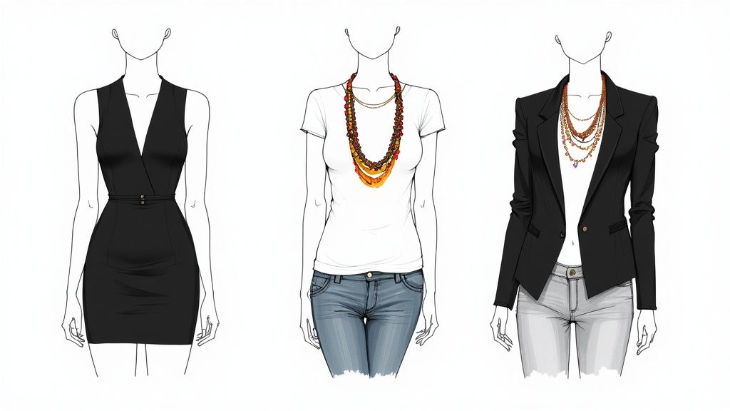 Bold Statement Necklace on a Simple Outfit