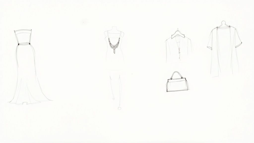 Woman adjusting her earrings while wearing a formal occasion dress