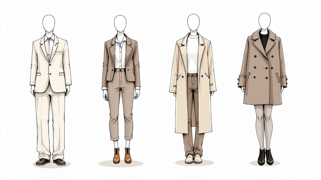 A woman wearing a stylish, seasonally appropriate business casual outfit