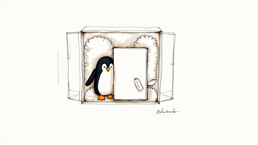 A beautifully arranged gift set featuring the Jellycat Penguin Book, the plush toy, and a soft blanket.