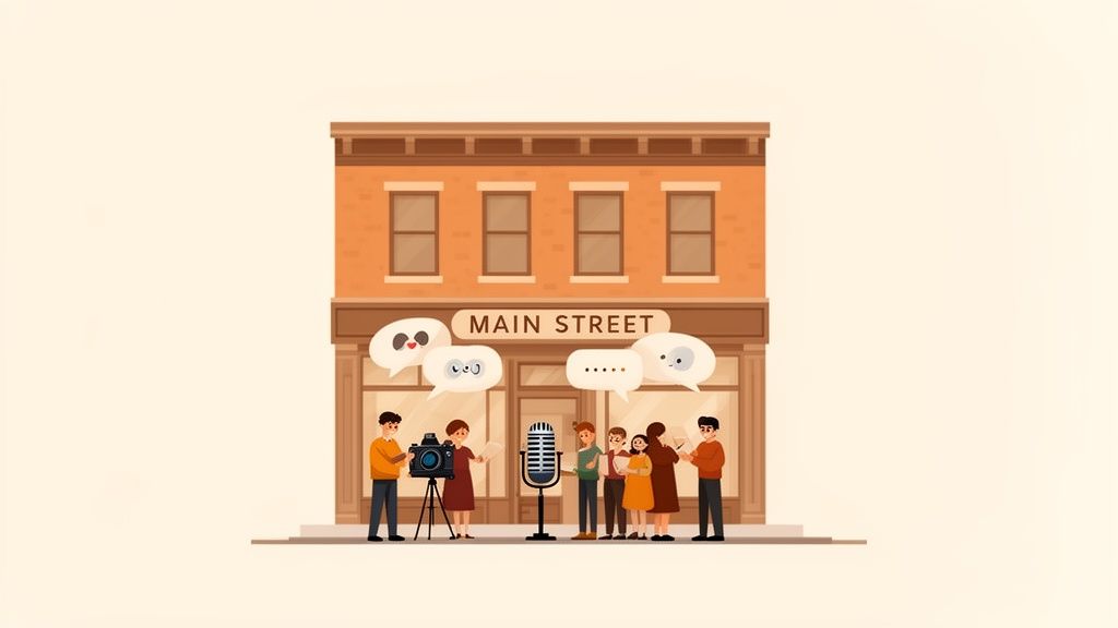 Two entrepreneurs recording a professional podcast in a modern, well-lit studio booth at Freeform House.