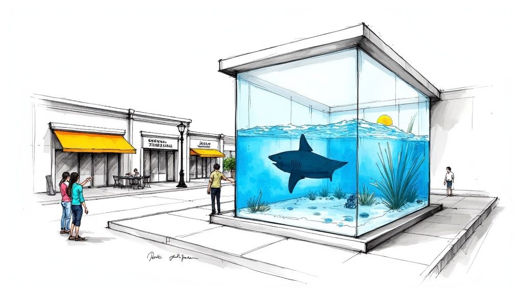 The iconic shark tunnel at the Oklahoma Aquarium in Jenks, Oklahoma.