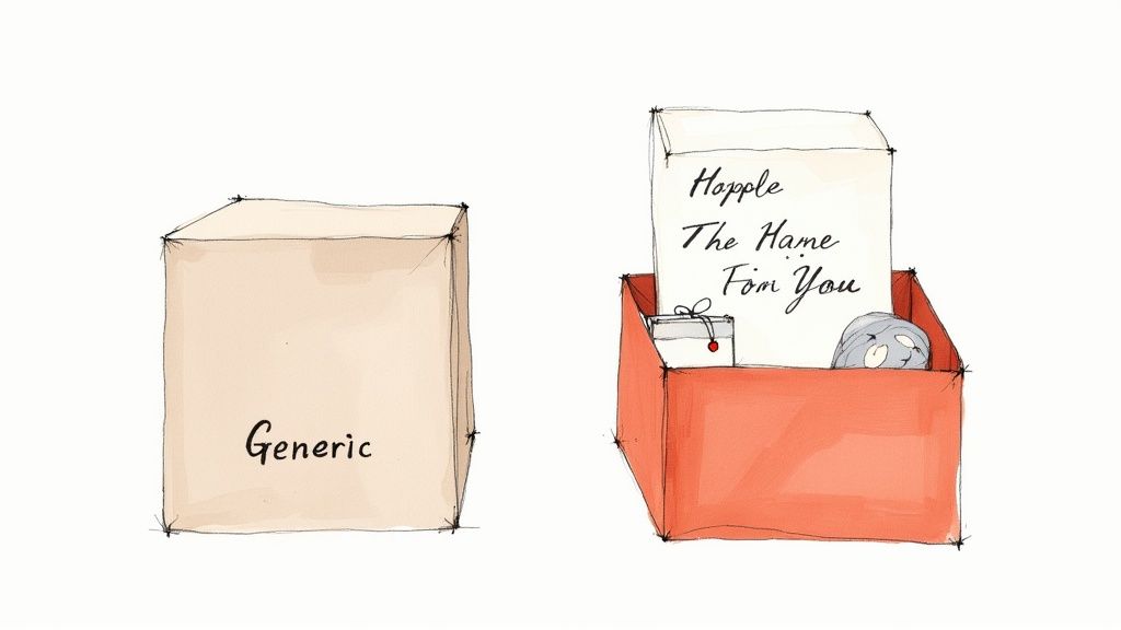 thoughtfully wrapped gift box with a pink ribbon and flowers