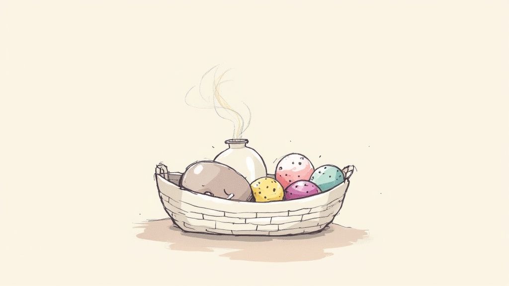 Woman relaxing in a bathtub with bath bombs and candles, creating a spa-like atmosphere at home.