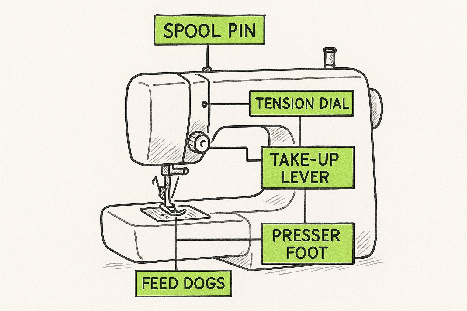 Infographic about sewing machine basics for beginners