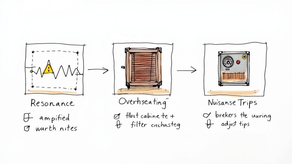Technician using a multimeter to troubleshoot an industrial electrical panel.