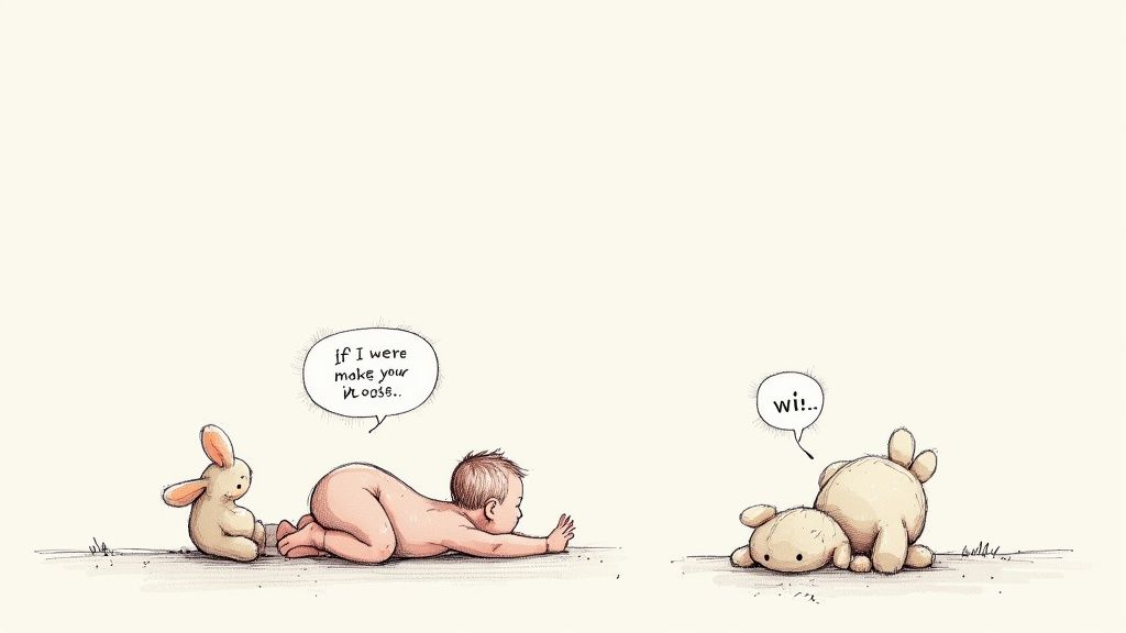 A toddler and parent playing with a Jellycat 'If I Were' book and matching plush toy.