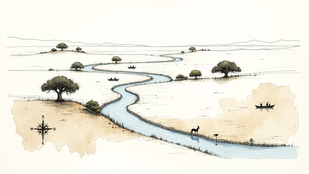 Historic Oklahoma landscape with rolling hills and trees