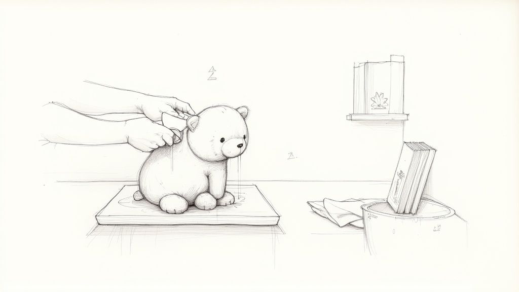 A close-up of a well-cared-for Jellycat toy showing its soft texture