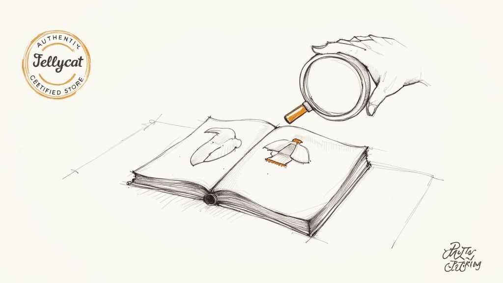 A shelf displaying several authentic Jellycat products in a store