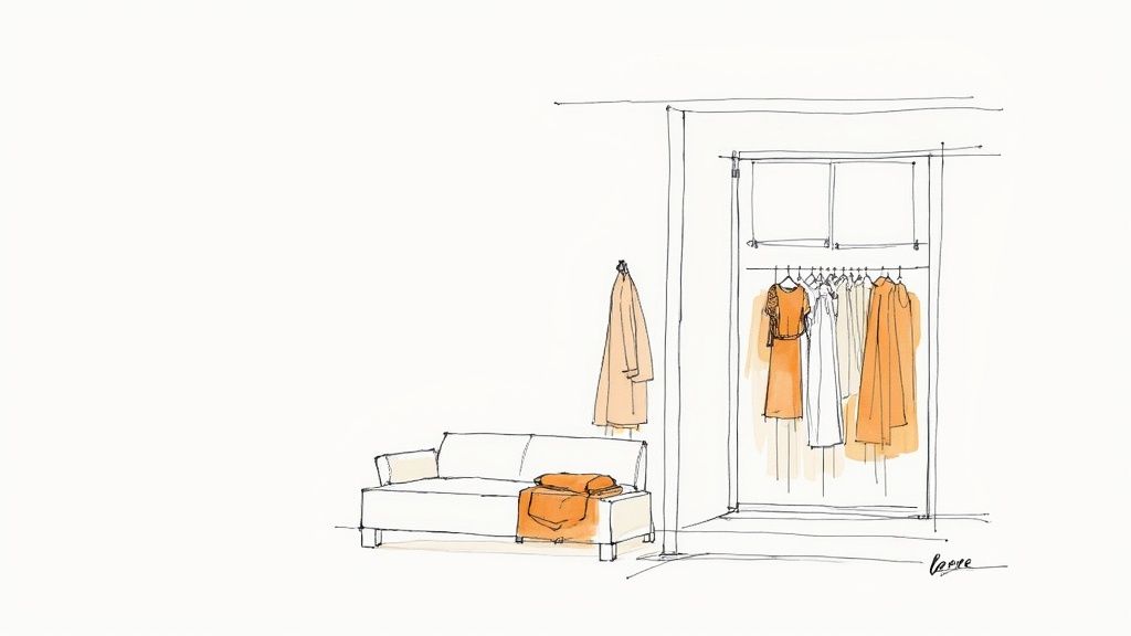 A display inside Lenny Lane Boutique showing stylish clothing and accessories.