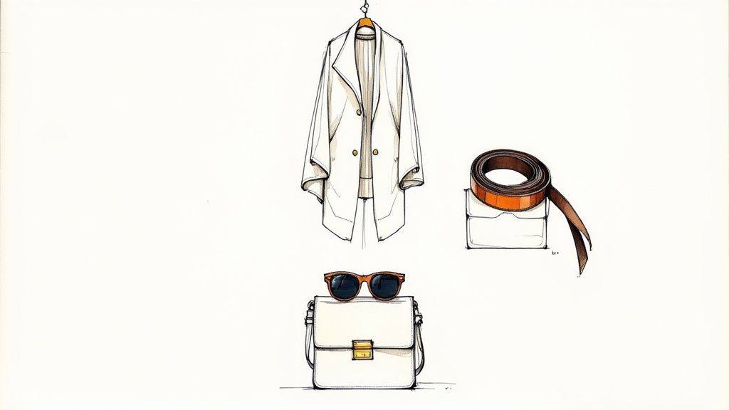 Person measuring clothing with a tape measure on a wooden table.