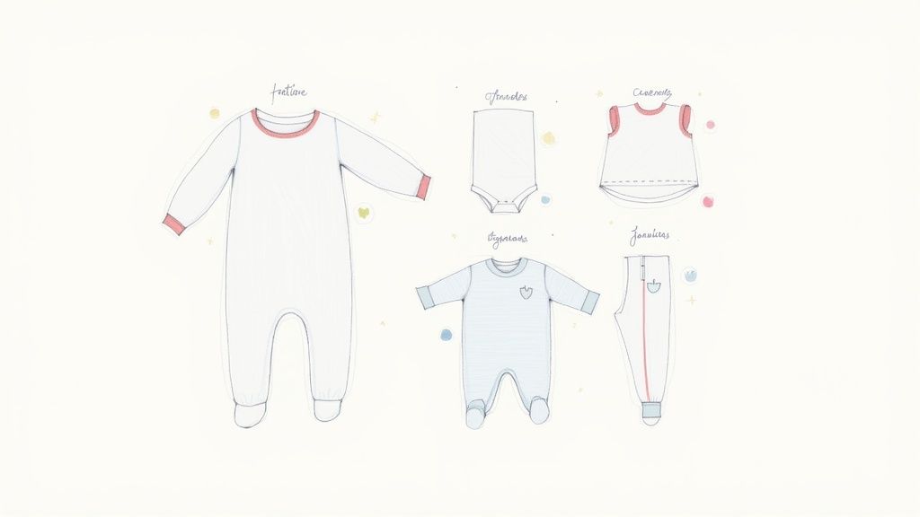 An adorable baby wearing a complete Magnetic Me outfit and smiling