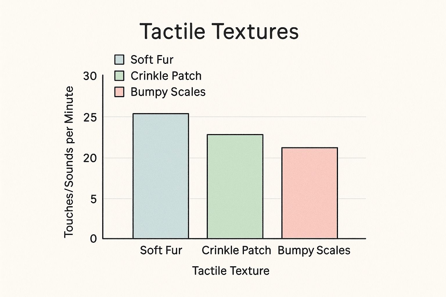 Infographic bar chart comparing tactile textures in Jellycat books.