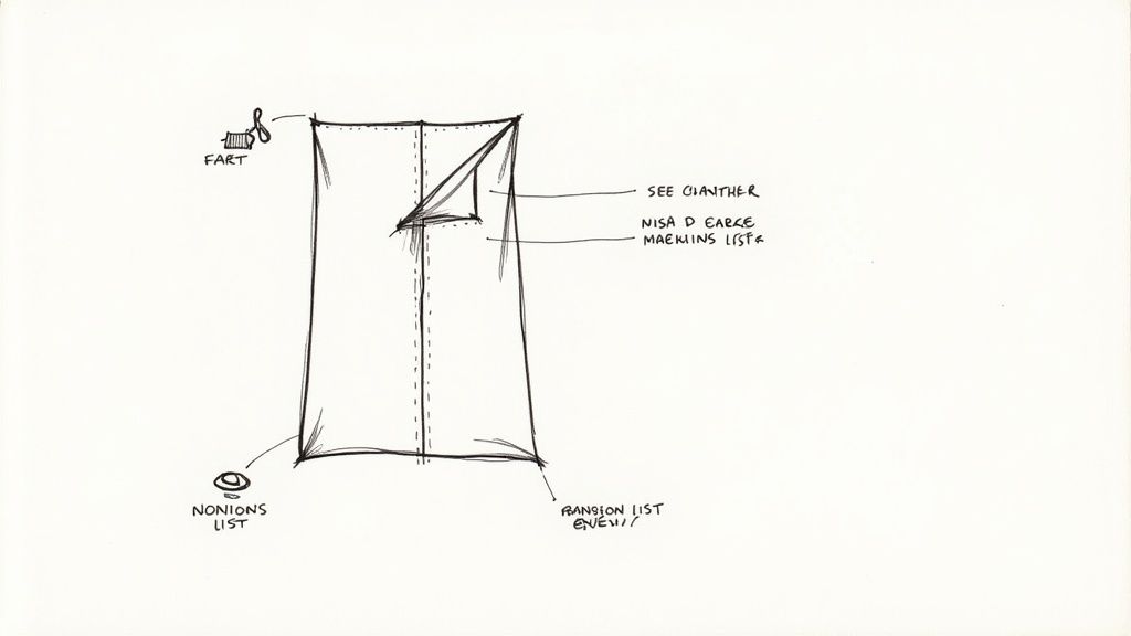 Close-up of a sewing pattern envelope showing illustrations and text.