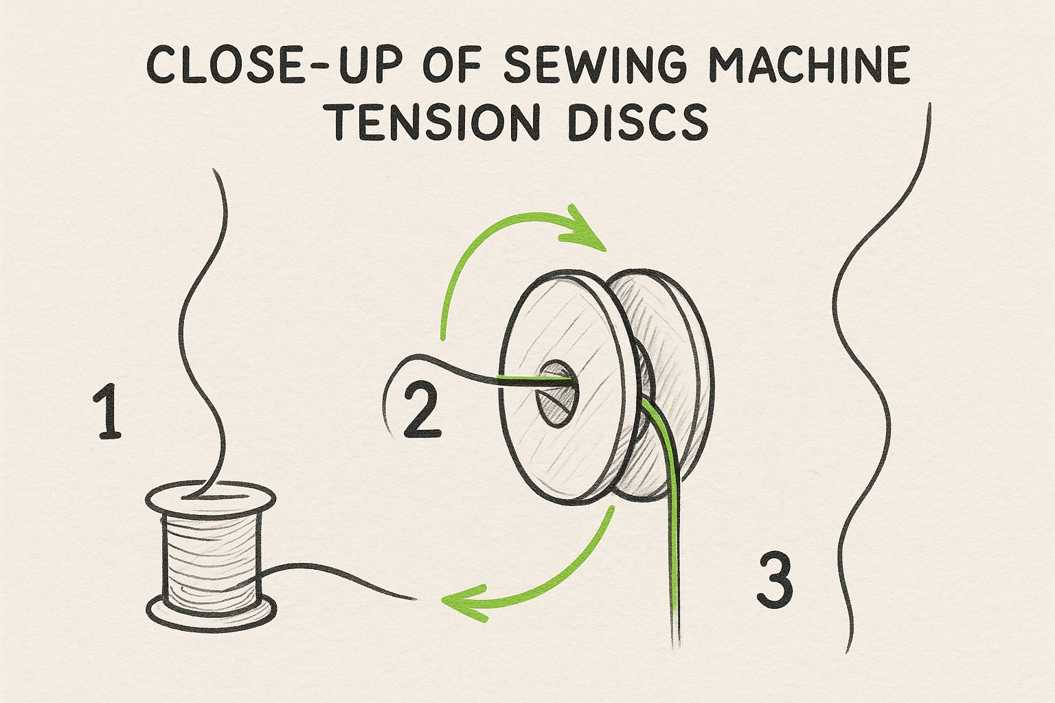 Infographic about tension adjustment on sewing machine