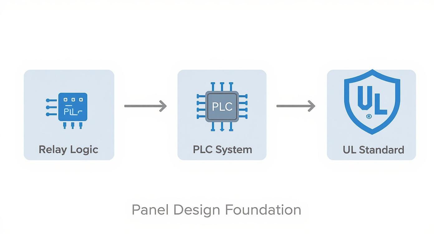 Industrial control panel design evolution from relay logic through PLC system to UL standard certification