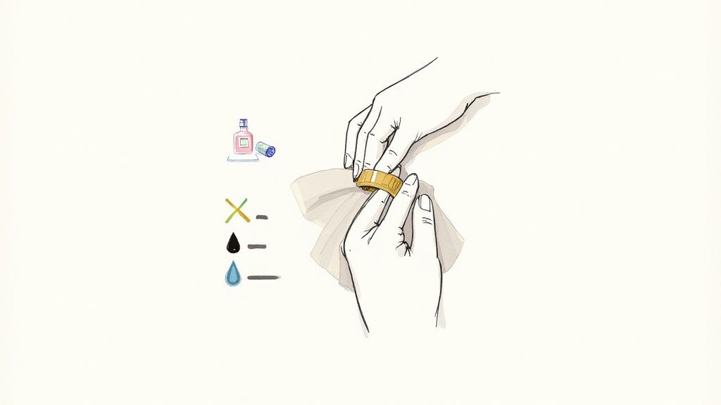 A close-up shot of enewton jewelry pieces looking clean and shiny.