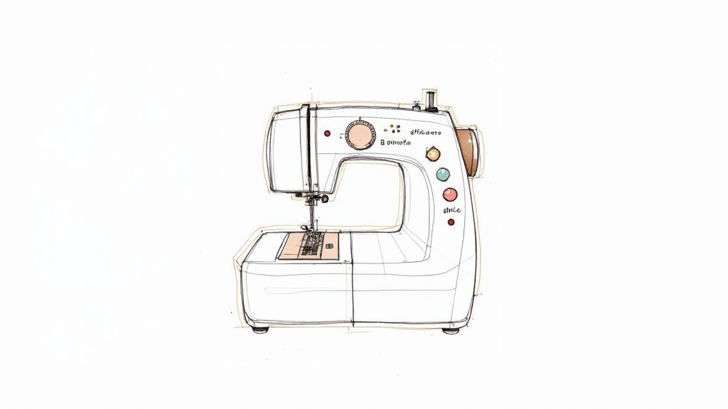 A person smiling while sewing with the Baby Lock Zest machine