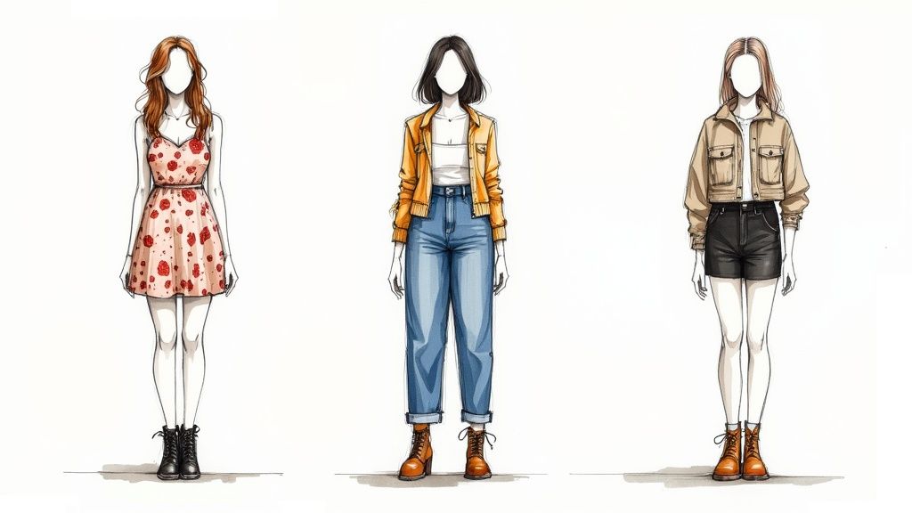 A woman wearing a stylish, bohemian outfit in a rustic, outdoor setting.