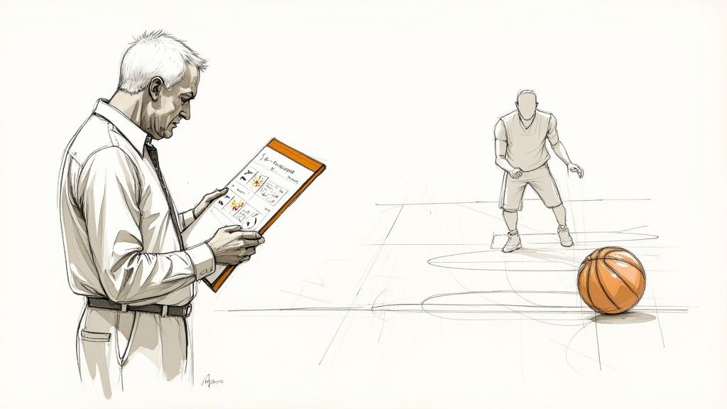 Jenks Trojan boys basketball team in action