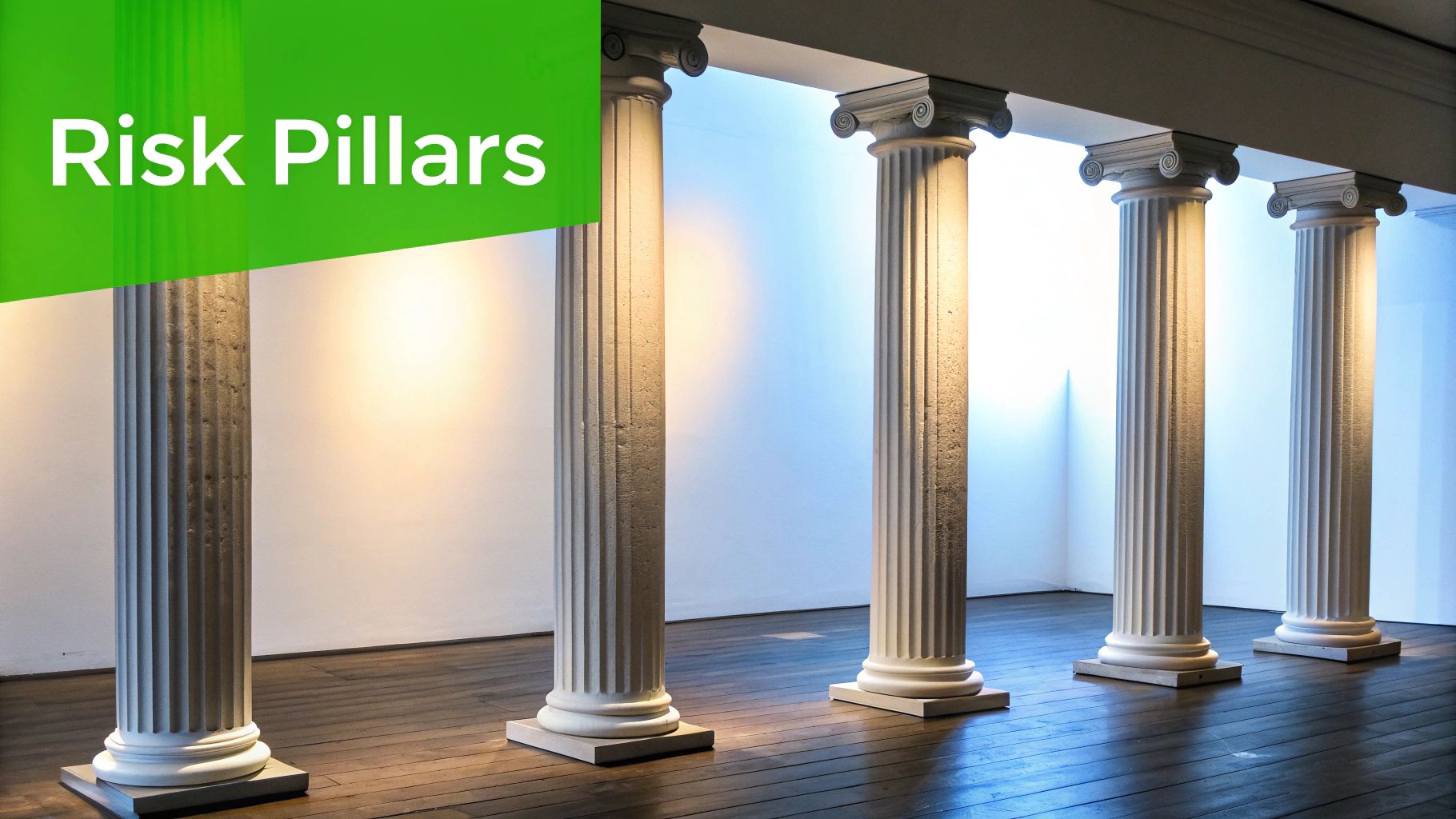 Four pillars standing strong, representing the core components of risk management.