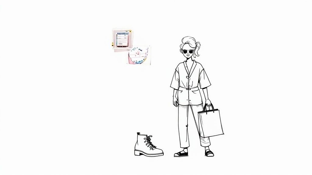 A shopper browses unique antique items at River City Trading Post