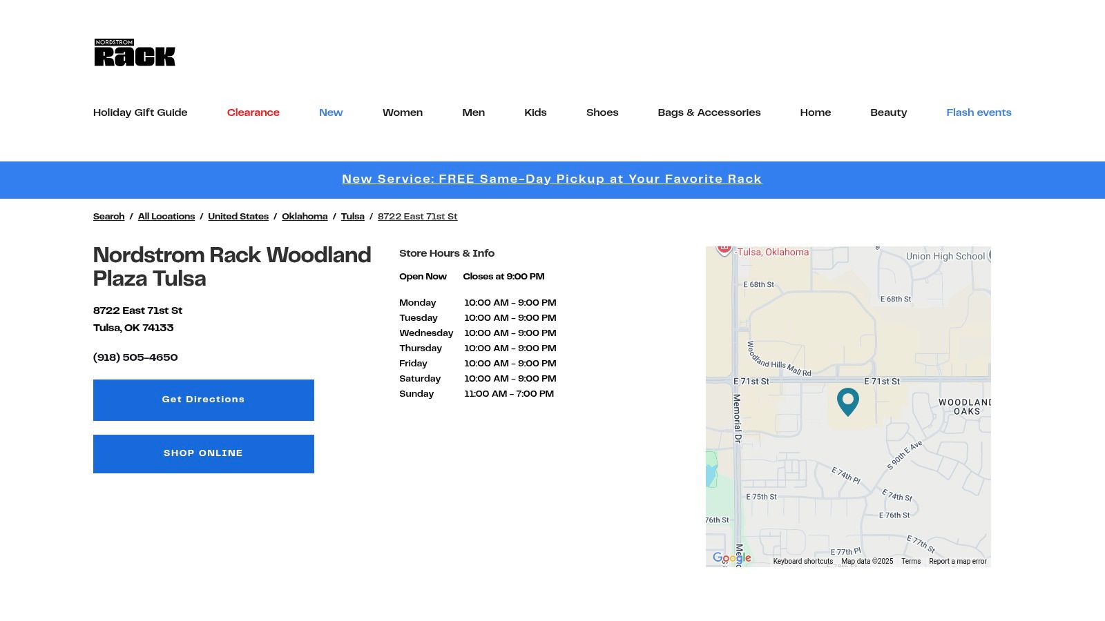 Nordstrom Rack (Tulsa store + online)