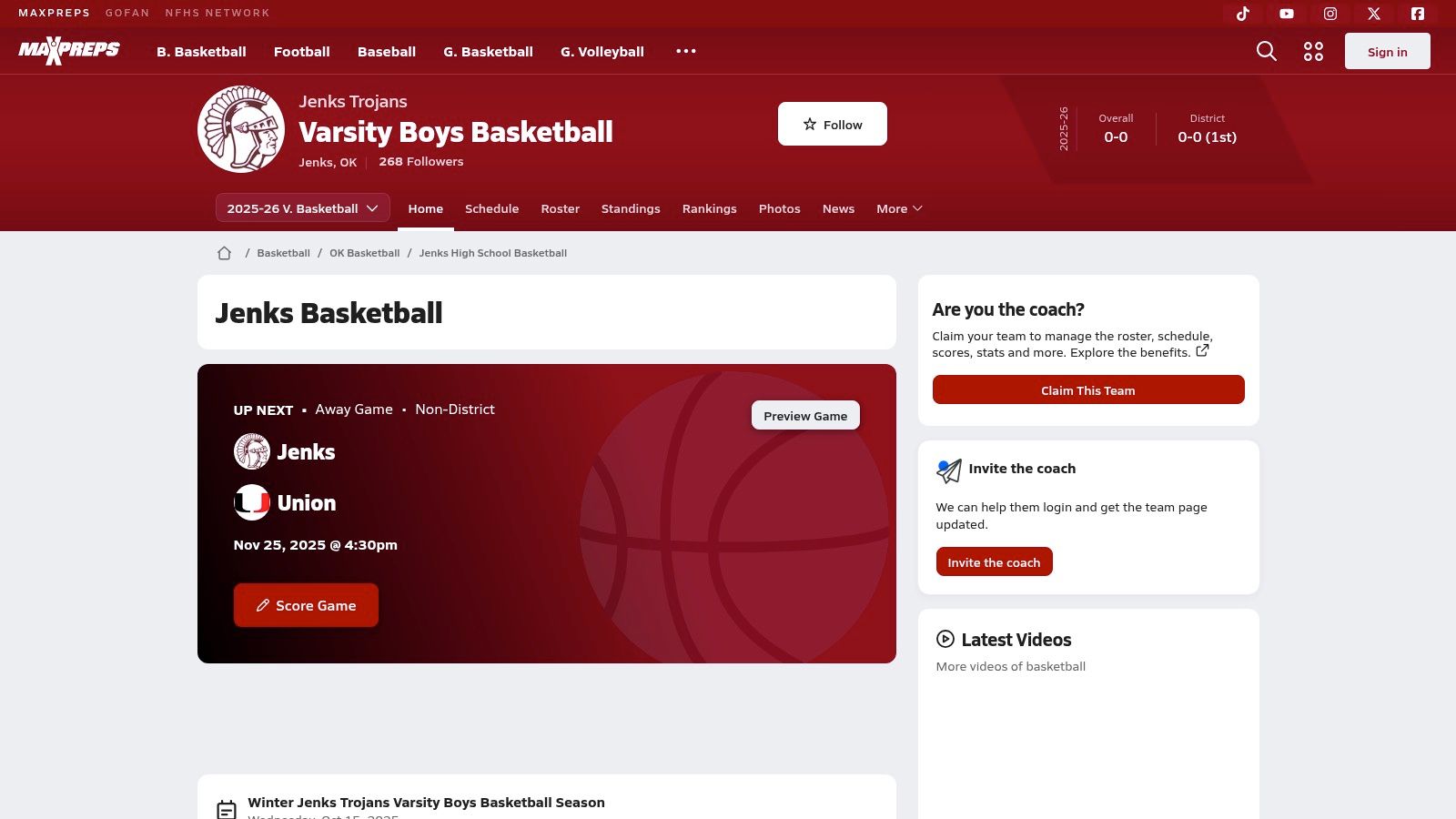 1. MaxPreps – Jenks High School Basketball: The Go-To National Database