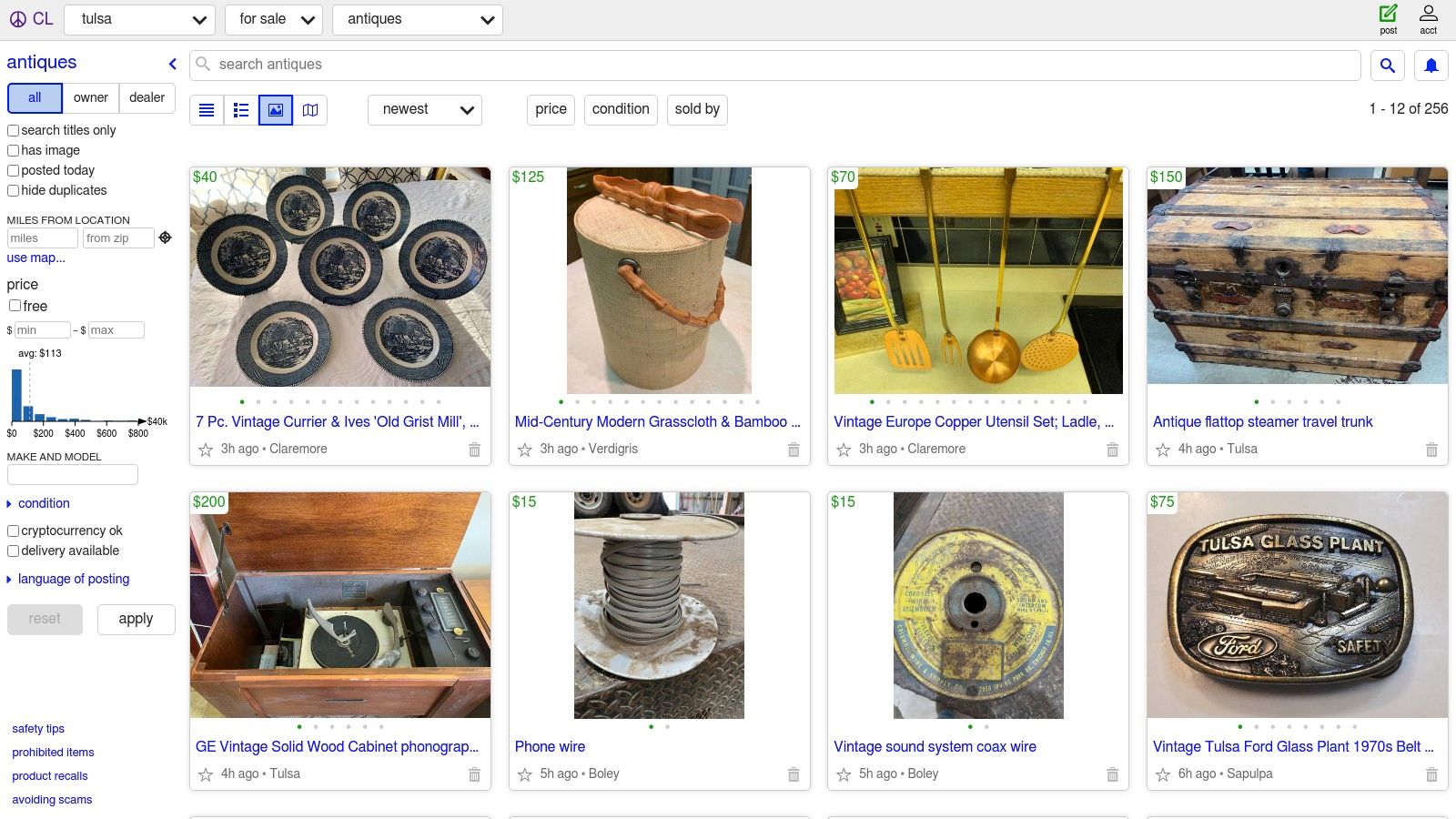 Craigslist – Tulsa Antiques category